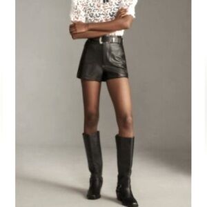 Anthropologie Shorts Faux Leather Black Collette by Maeve Size 32 NEW